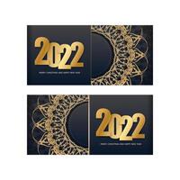 Two gold and black cards with the numbers 2021 and 2022 vector