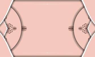 A pink background with a white border and a brown design vector