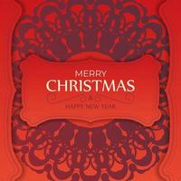 folleto feliz navidad color rojo con adorno burdeos de invierno vector