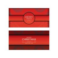 Greeting card for Merry Christmas and Happy New Year in Red with luxury burgundy ornament vector