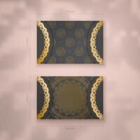 Presentable business card in black with abstract gold ornaments for your contacts. vector