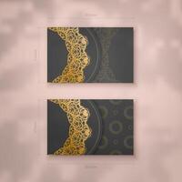 Presentable business card in black with antique gold pattern for your personality. vector