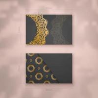 Presentable business card in black with antique gold ornaments for your contacts. vector