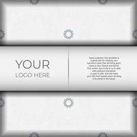 Luxurious Template for print design postcards White colors with patterns. Preparing an invitation with a place for your text and abstract ornament. vector