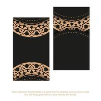 Black business card with brown luxury ornament vector