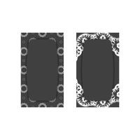 Business card in black with an abstract white pattern for your business. vector