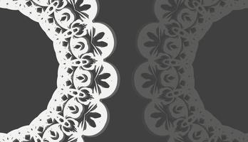 Black background with abstract white ornaments and place for your text vector
