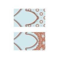 Business card in aquamarine color with vintage coral pattern for your business. vector