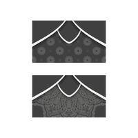 Black business card with luxurious white pattern for your contacts. vector