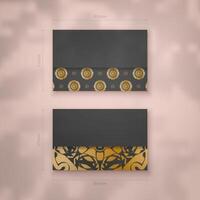 Presentable black business card with gold mandala pattern for your business. vector