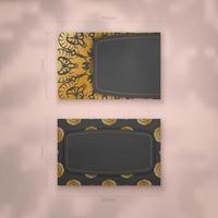 Business card template in black with vintage gold ornaments for your brand. vector