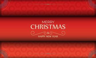 Greeting card template Merry Christmas and Happy New Year Red color with winter burgundy ornament vector