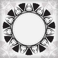 A black and white circular frame with a floral design vector