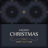 Christmas card with ornate pattern and text merry christmas vector