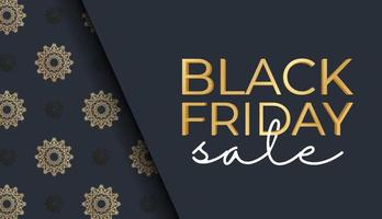 Poster Sale Black Friday Dark Blue with Geometric Gold Ornament vector