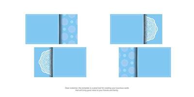 Light blue business card with luxurious white pattern for your personality. vector