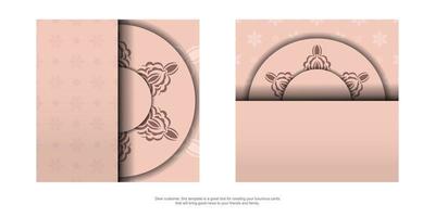 A pink brochure with antique ornaments prepared for typography. vector