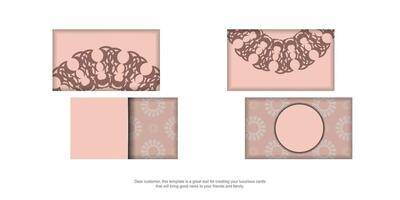 The postcard in pink color with a luxurious pattern is ready for printing. vector