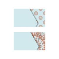 Business card in aquamarine color with Greek coral pattern for your contacts. vector