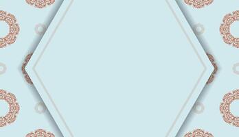 Baner in aquamarine color with vintage coral pattern and space for logo or text vector