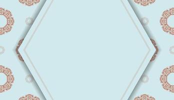 Baner in aquamarine color with vintage coral pattern and space for logo or text vector