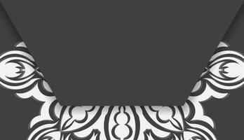 Baner in black with a luxurious white pattern for design under your text vector