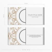 Luxurious Vector Template for Print Design Postcards White Colors with Patterns. Preparing an invitation with a place for your text and abstract ornament.