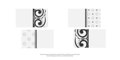 White color business card template with black abstract pattern vector