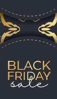 Black friday sale banner with gold foil pattern vector