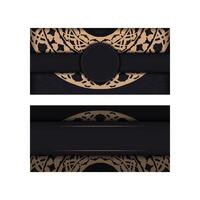 Black card with brown mandala pattern vector