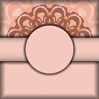 A pink and brown background with a round frame vector