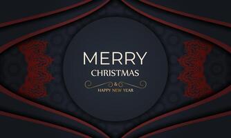 Merry christmas banner template with red vintage ornaments in gray color. Design background with with red ornaments. vector