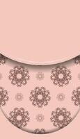 A pink bowl with brown floral pattern vector