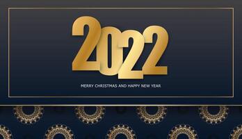 2022 brochure happy new year black with luxury gold pattern vector