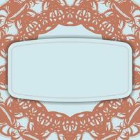 Aquamarine color flyer with vintage coral pattern for your design. vector