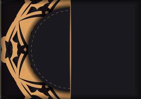 Greeting Brochure in dark color with orange luxury pattern vector