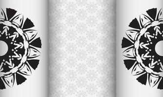 diseño de postal listo para imprimir de gráficos vectoriales de stock con adornos griegos. plantilla blanca con adornos para su logo. vector