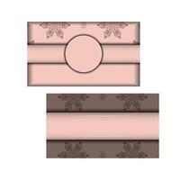 Two pink and brown business cards with floral patterns vector
