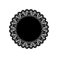 A black and white round lace pattern on a white background vector