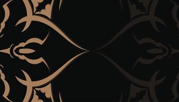 Black banner template with abstract brown pattern and place for logo or text vector
