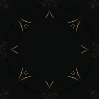 Congratulatory Brochure in black color with a mandala in brown pattern is ready for printing. vector