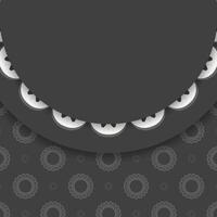 Black color flyer with vintage white pattern for your design. vector