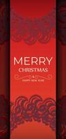 Greeting card template Merry Christmas and Happy New Year Red color with abstract burgundy pattern vector