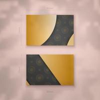 Business card template in black color with luxury gold ornaments for your business. vector