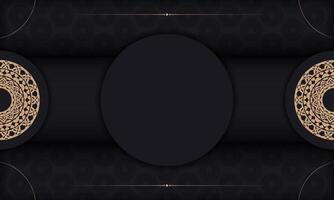 Baner in black with a luxurious brown pattern and a place under the logo vector