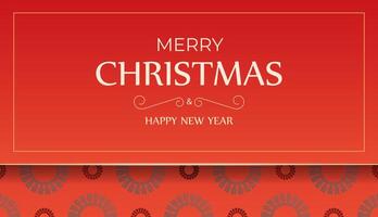 Merry Christmas and Happy New Year Red Color Greeting Flyer Template with Vintage Burgundy Pattern vector