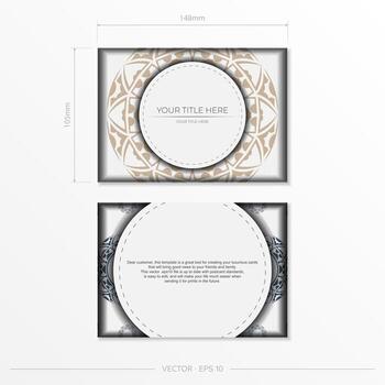 plantilla de invitación con espacio para su texto y patrones abstractos. lujoso diseño vectorial postal colores blancos con patrones. vector