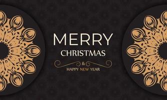 Design background with with orange winter patterns. Merry christmas banner with orange winter ornaments in black. vector