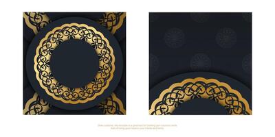 Black postcard with abstract brown ornament for your congratulations. vector