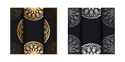 Black postcard with luxurious gold pattern prepared for typography.
